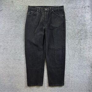 VTG ‘97 Levis Jeans Mens 38x30 550 Orange Tab 550 Relaxed Black Denim USA MADE